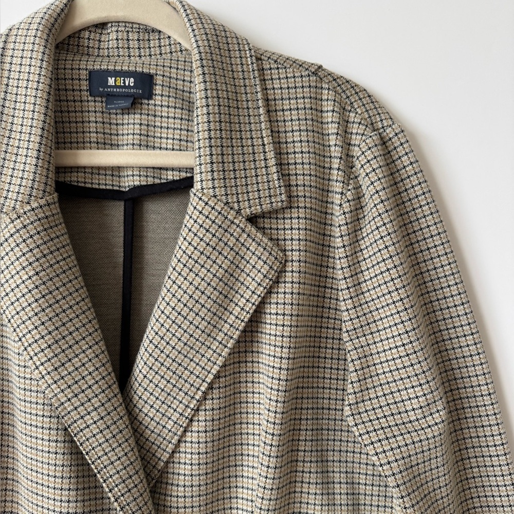 Anthropologie Maeve Collegiate Knit Houndstooth Blazer Jacket XL - Picture 5 of 12